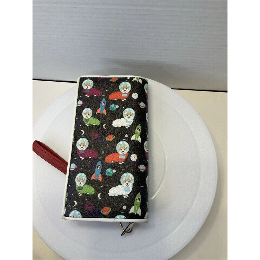 Corgi in Space Zip‎ Around Wallet Wristlet Planetary Spaceship Rocket Cute